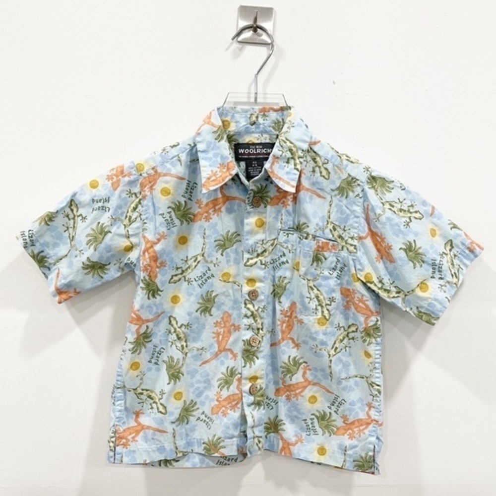 Woolrich Kids Lizard Island Button Up Shirt Casual Vacation Short Sleeve XS 4 5